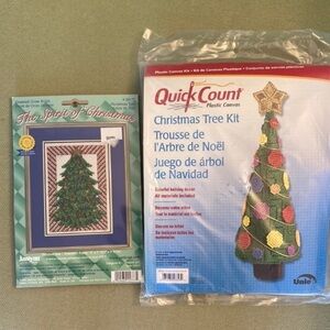 2 vintage needlework kits, unopened, Christmas trees